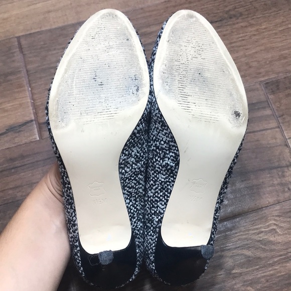 Talbots Tweed Gray/black Round Toe Bow Pumps Shoes - Picture 8 of 8